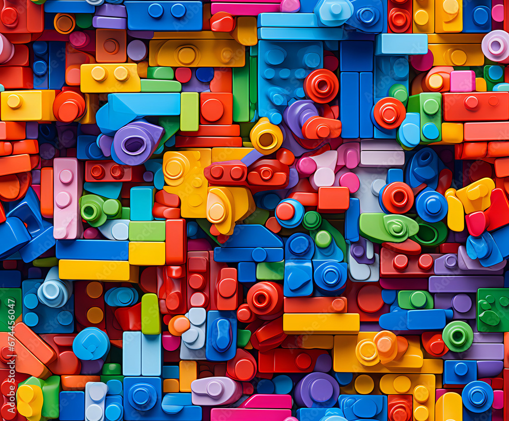 Pattern with colorful blocks, seamless tile