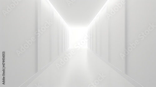 empty white wall corridor background illustration inside perspective, door modern, space abstract empty white wall corridor background