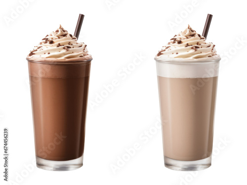 coffee and Chocolate milk shake isolated on transparent background 