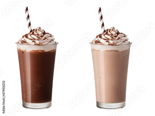 coffee and Chocolate milk shake isolated on transparent background 