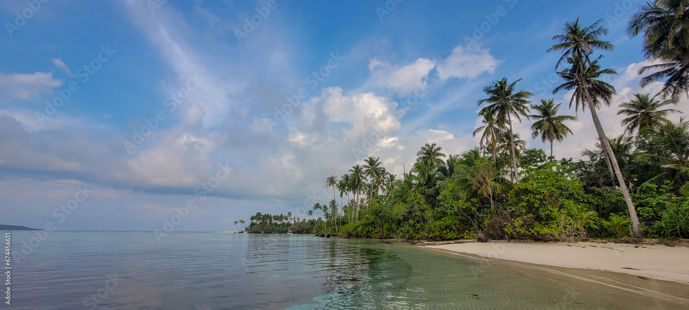 Fantastic tropical landscape with beach and clear clean sea on a sunny day. Fantastic tropical landscape with beach and clear clean sea on a sunny day.