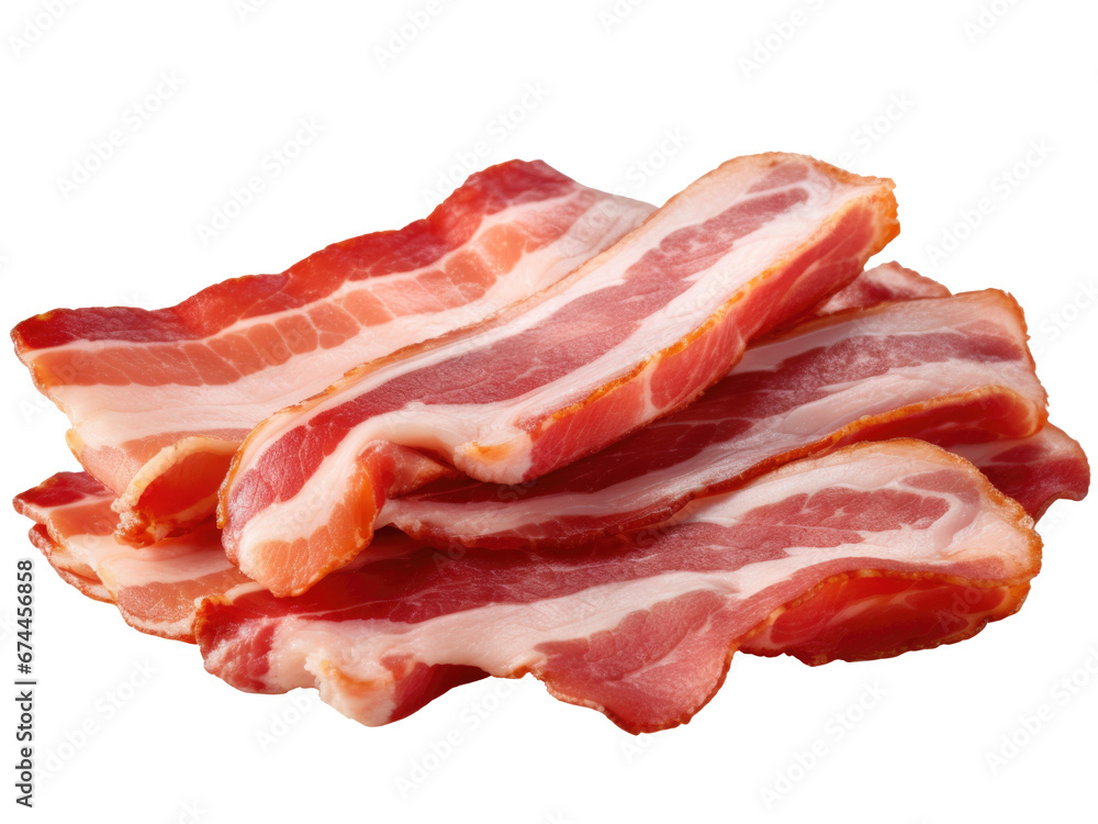 Obraz premium slices of bacon isolated on transparent background 