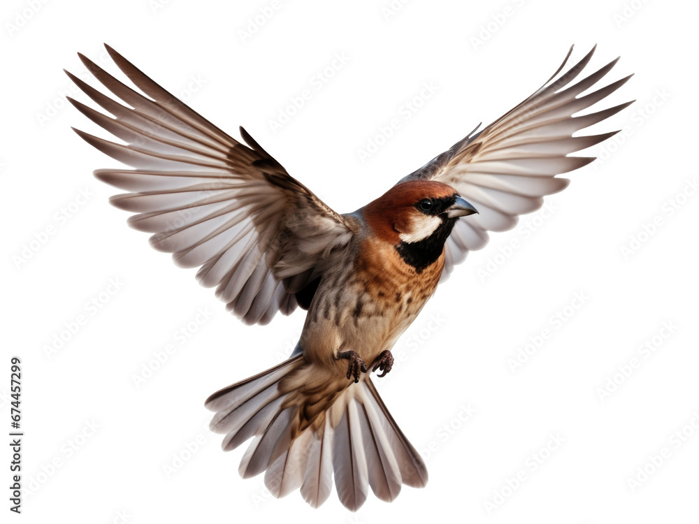 Obraz premium Flying Sparrow isolated on transparent background 