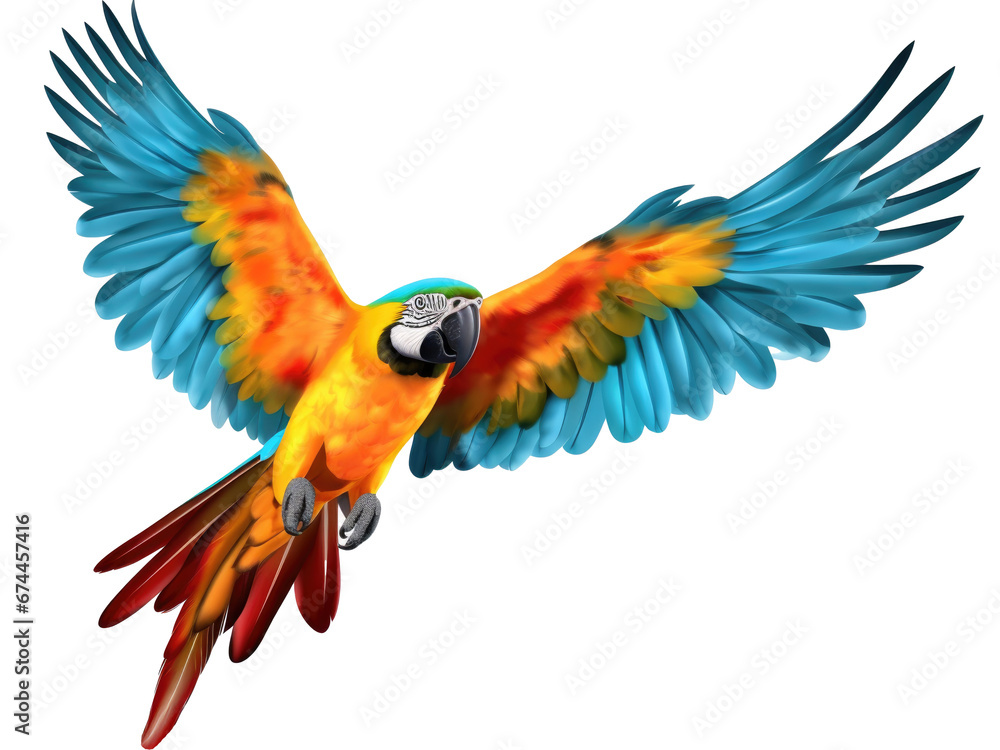blue and yellow macaw ara ararauna isolated on transparent background

