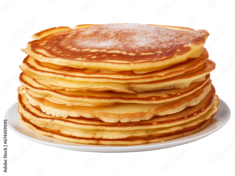 stack of pancakes on a plate isolated on transparent background stack of pancakes on a plate isolated on transparent background