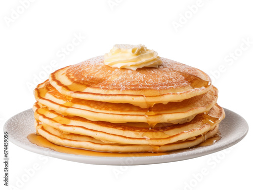 stack of pancakes  on a plate isolated  on transparent background