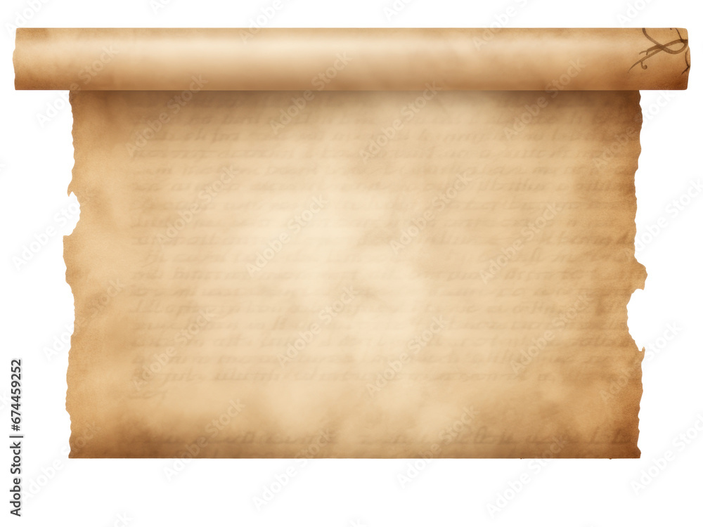 old paper scroll isolated on transparent background