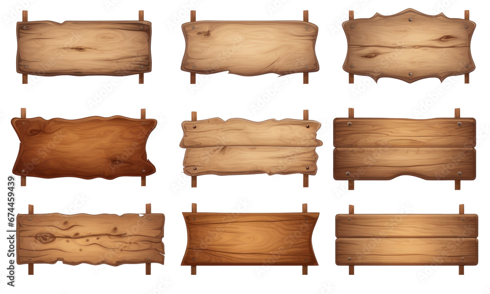 set of wooden signs isolated on transparent background
set of wooden signs isolated on transparent background