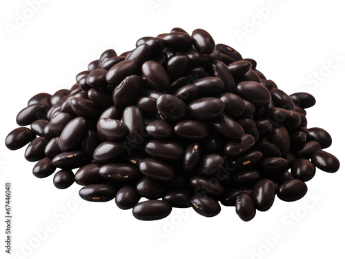 Pile of black beans isolated on transparent background 