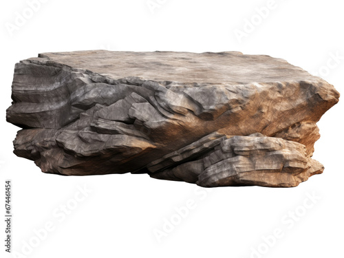 Stone rock podium isolated on transparent background 