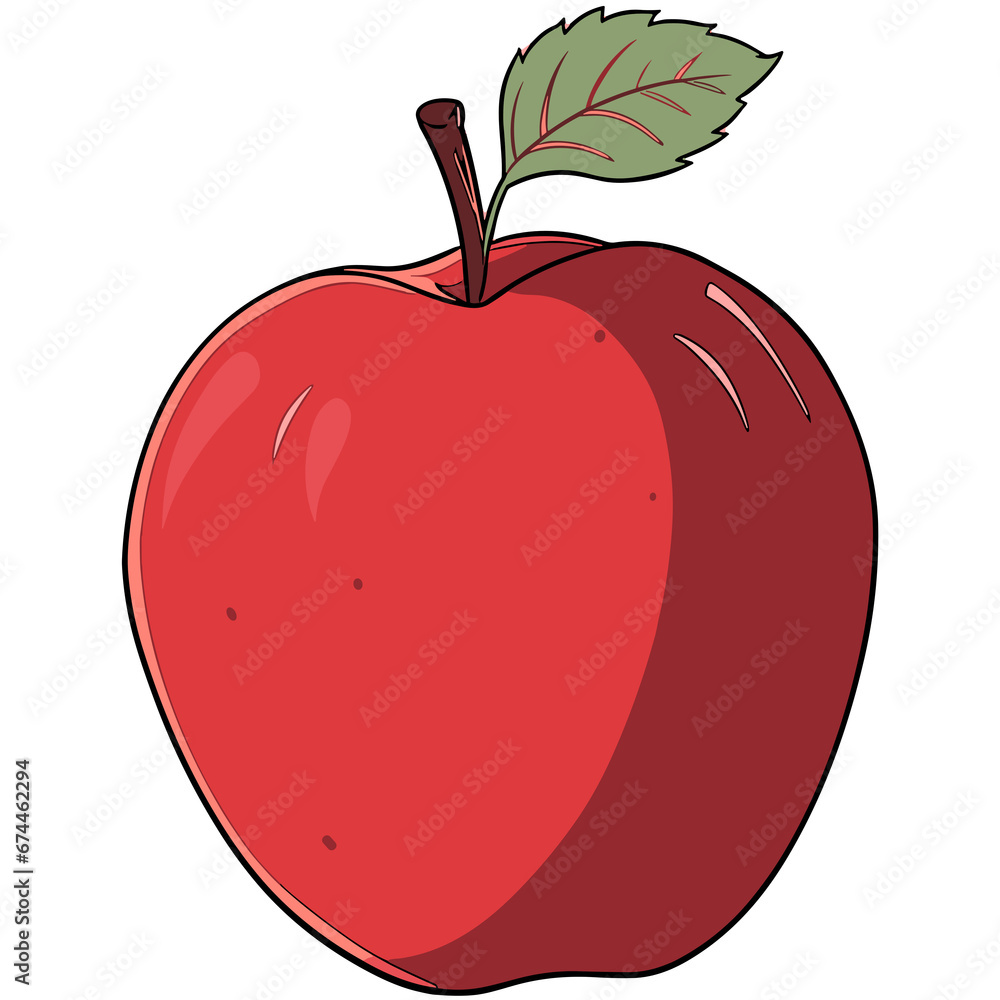 Fototapeta premium red apple with leaf. Generative AI