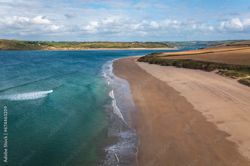 Aerial view of Harbour Cove after a storm has cleared, Padstow, Cornwall, United Kingdom. Aerial view of Harbour Cove after a storm has cleared, Padstow, Cornwall, United Kingdom.