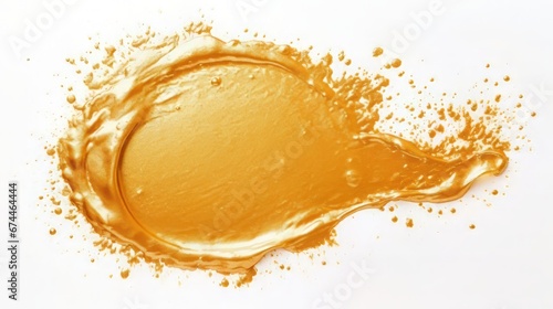 Glitter gold color smear stain on white background, concept: luxury, copy space, 16:9