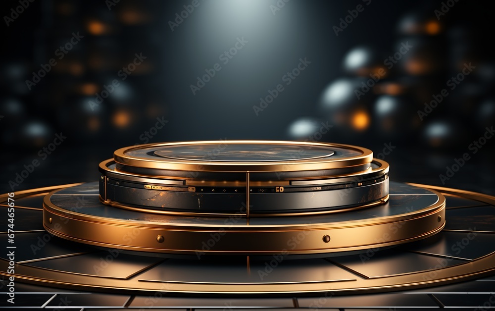 Luxury Golden and black product display podium in Modern style Luxury Golden and black product display podium in Modern style