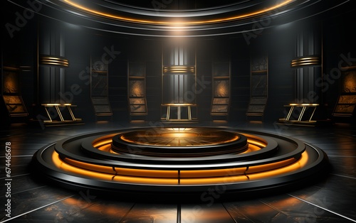 Luxury Golden and black product display podium in Modern style
