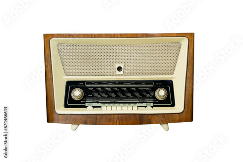 Vintage radio isolated on white background