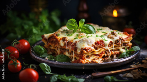 Delicious lasagne baked with cheese