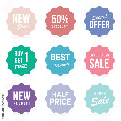 Set of sale badges, tags and labels. Price tags and promotional sale discount.