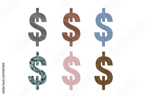 dollar icon symbol multy color with texture