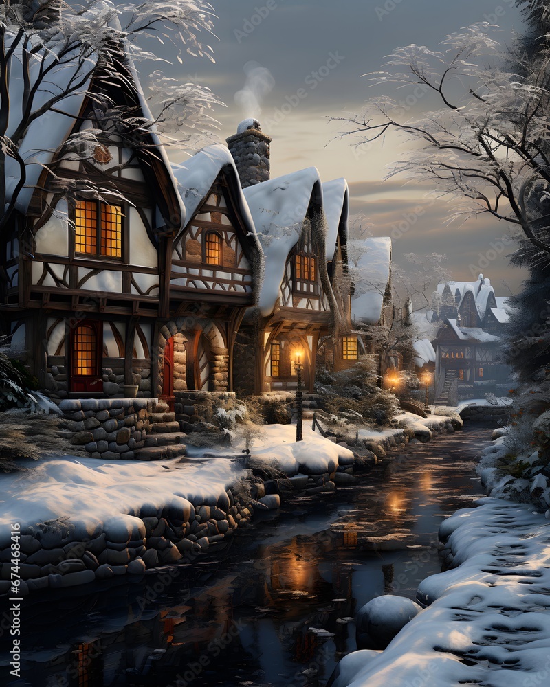 Winter in the village. Winter in the village. Beautiful winter landscape.