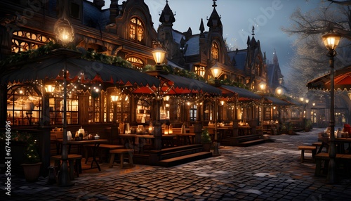 Cafe in the old town of Gdansk at night  Poland