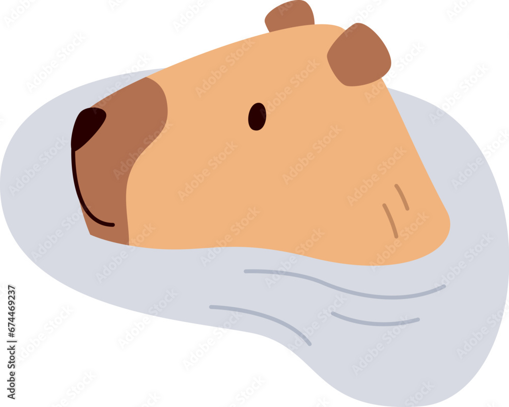 Capybara Swimming In Water Capybara Swimming In Water