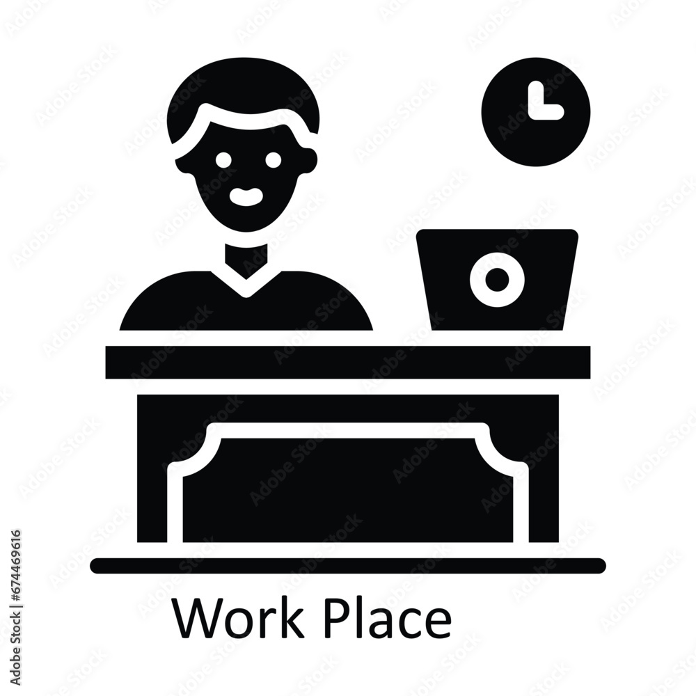 Work Place vector  solid Design illustration. Symbol on White background EPS 10 File
