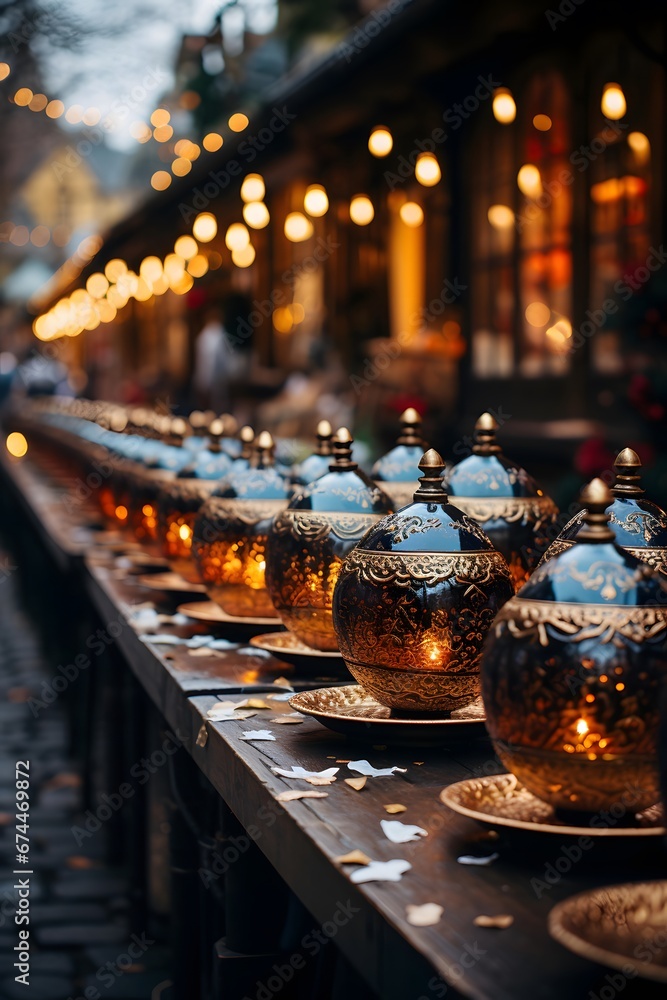 Candles on the streets of the old town of Lviv, Ukraine