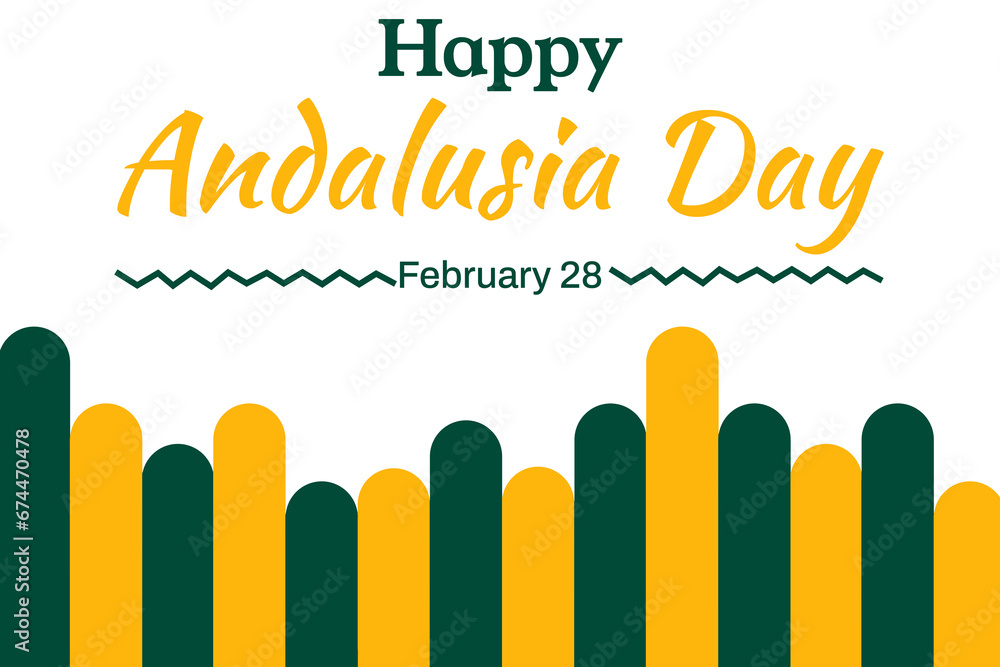 Happy Andalusia Day colorful wallpaper with shapes and typography. February 28 is observed as Andalusia day in spain, backdrop Happy Andalusia Day colorful wallpaper with shapes and typography. February 28 is observed as Andalusia day in spain, backdrop