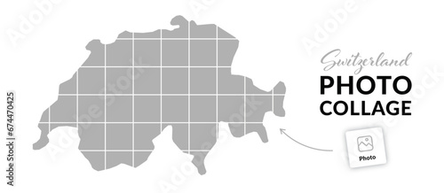 Switzerland photo collage. Travel, trip, country photo concept. Map of Switzerland collage. Vector	
