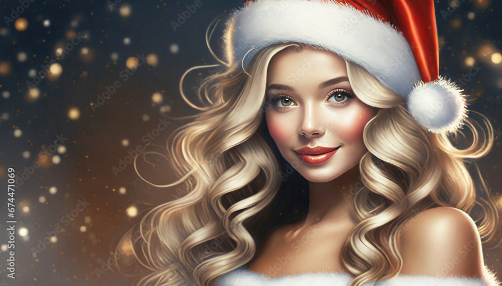 christmas girl in santa hat christmas girl in santa hat