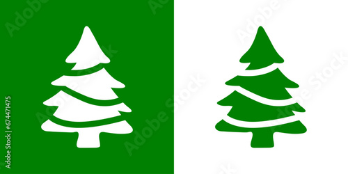 Tiempo de Navidad. Logo con silueta de árbol de navidad tipo pino o abeto con guirnaldas para su uso en invitaciones y felicitaciones