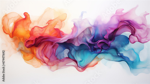Colorful abstract background with water paint splash, full splash in close up, random curve, hyper realistic, beautiful dreamy light