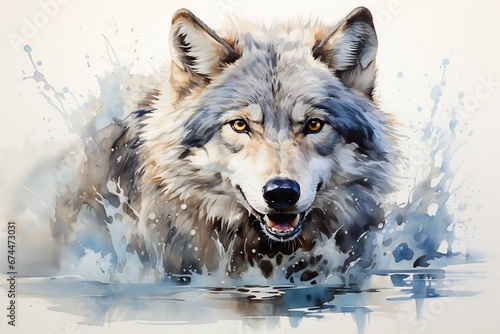 Image of wolf swimming in body of water.