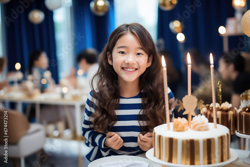 girl with birthday cake at a party