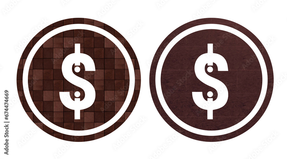 dollar icon symbol brown with stone texture dollar icon symbol brown with stone texture