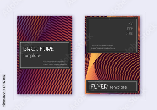 Black cover design template set. Orange abstract l
