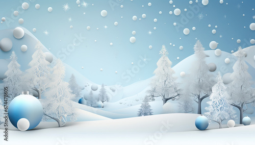 Winter christmas background with blue sky and snow. Merry Christmas and new year greeting card. © Shootdiem