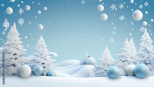 Winter christmas background with blue sky and snow. Merry Christmas and new year greeting card. © Shootdiem