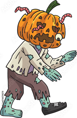 Zombie Holding an Ax Cartoon Colored Clipart 