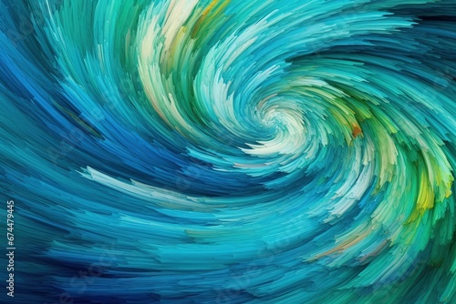 Blue green vortex abstract color background.illustration. AI generative.
