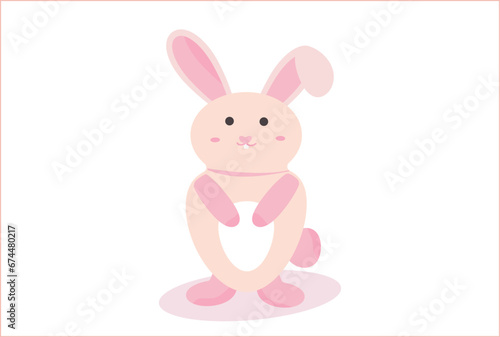 Pink rabbit in flat design