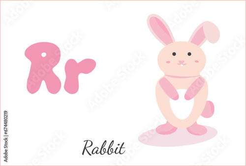 Rabbit Letter R for English Alphabet