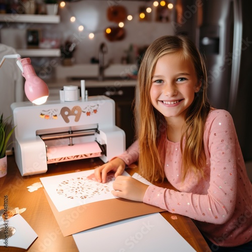 a beautiful girl making cricut projects 
