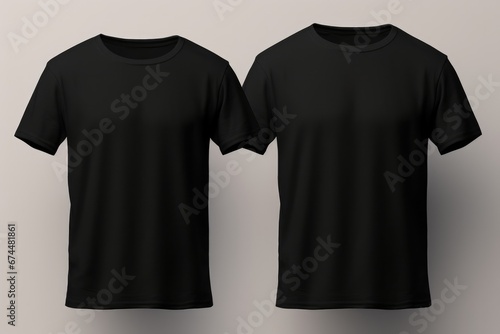 Plain Black Tshirt Mockup, Front And Back View