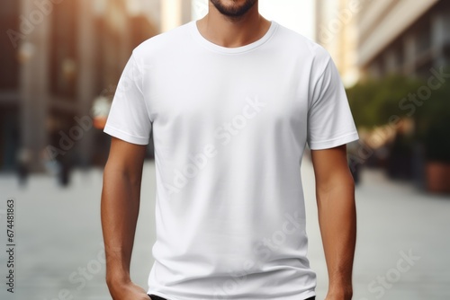 Plain White Tshirt Mockup Template With Male Model