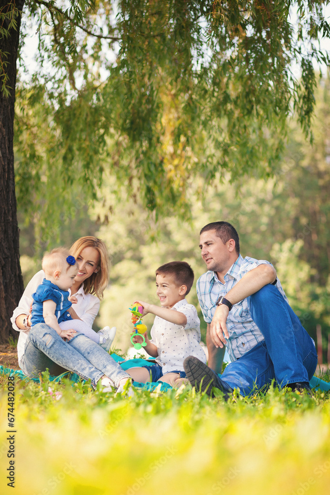 Fototapeta premium Family outdoors having fun