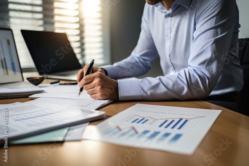 Presenter Evaluating Data Chart In The Office