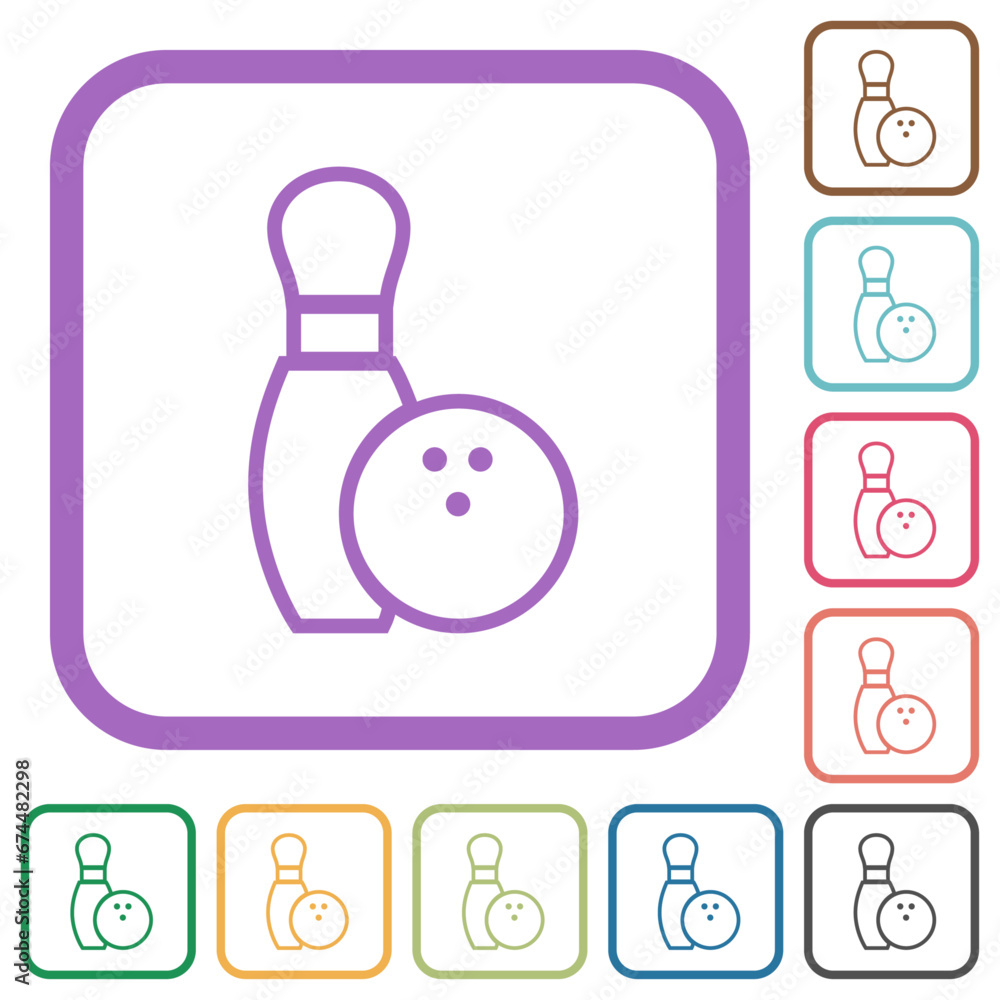 Bowling pin and ball outline simple icons Bowling pin and ball outline simple icons