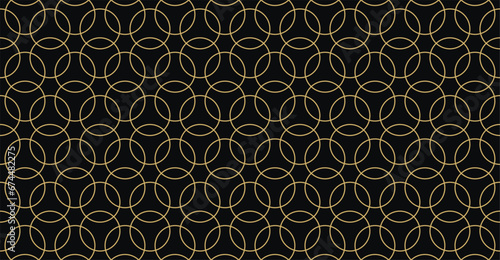 Seamless gold and black oriental pattern. Islamic background. Arabic linear texture. Vector illustration.